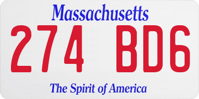 MA license plate 274BD6