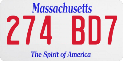 MA license plate 274BD7