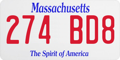 MA license plate 274BD8
