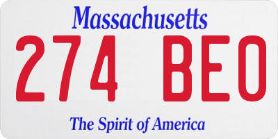 MA license plate 274BE0