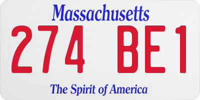 MA license plate 274BE1