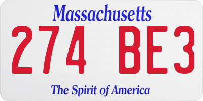 MA license plate 274BE3
