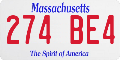 MA license plate 274BE4