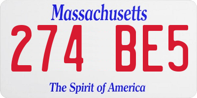 MA license plate 274BE5