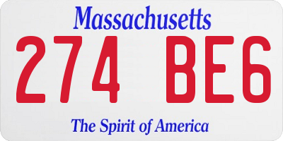 MA license plate 274BE6