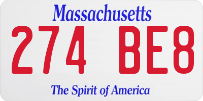 MA license plate 274BE8