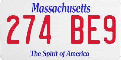 MA license plate 274BE9