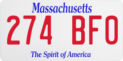 MA license plate 274BF0