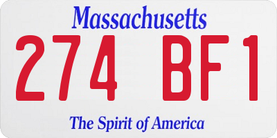 MA license plate 274BF1