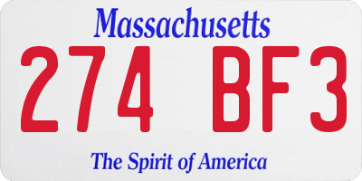 MA license plate 274BF3