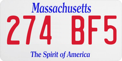 MA license plate 274BF5