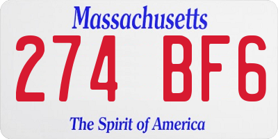 MA license plate 274BF6