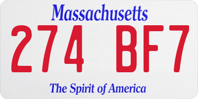 MA license plate 274BF7
