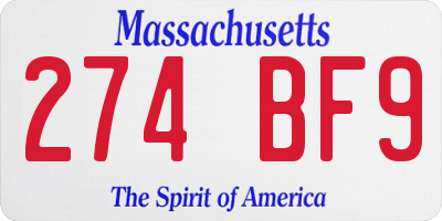 MA license plate 274BF9