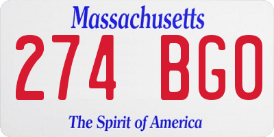 MA license plate 274BG0