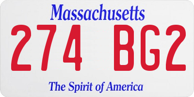 MA license plate 274BG2