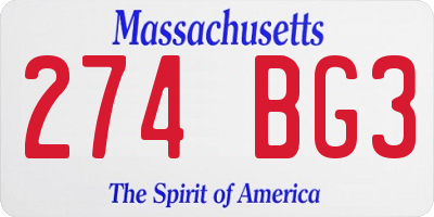 MA license plate 274BG3