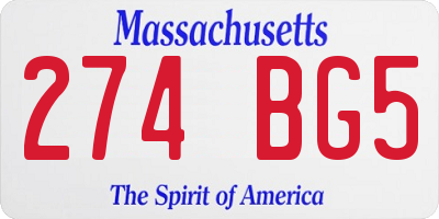 MA license plate 274BG5