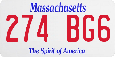MA license plate 274BG6