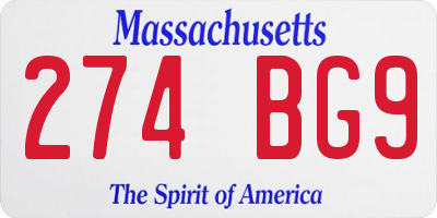 MA license plate 274BG9