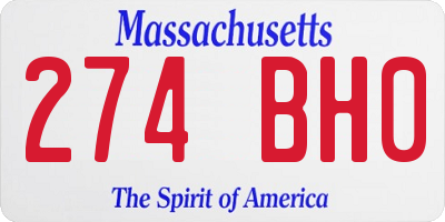 MA license plate 274BH0