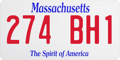 MA license plate 274BH1