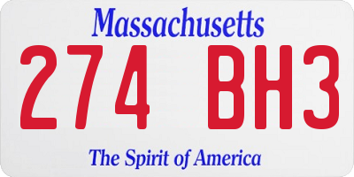MA license plate 274BH3