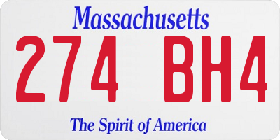 MA license plate 274BH4