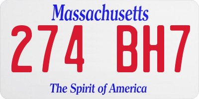 MA license plate 274BH7