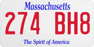 MA license plate 274BH8