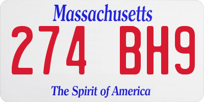 MA license plate 274BH9