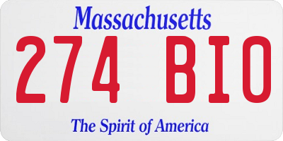 MA license plate 274BI0