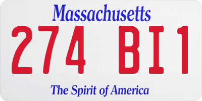 MA license plate 274BI1