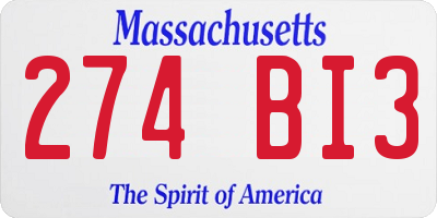 MA license plate 274BI3
