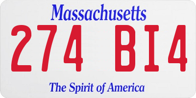 MA license plate 274BI4