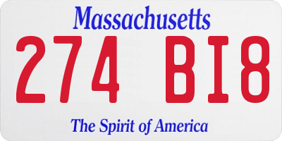 MA license plate 274BI8