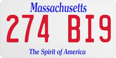 MA license plate 274BI9