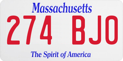 MA license plate 274BJ0