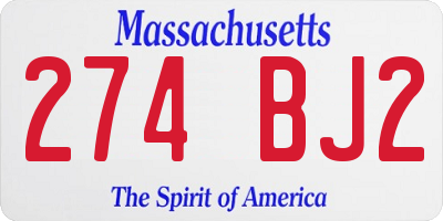 MA license plate 274BJ2