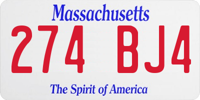 MA license plate 274BJ4