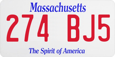 MA license plate 274BJ5