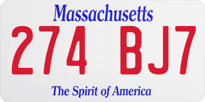 MA license plate 274BJ7