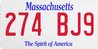 MA license plate 274BJ9
