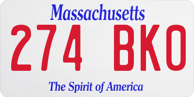 MA license plate 274BK0