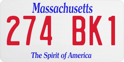 MA license plate 274BK1