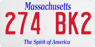 MA license plate 274BK2