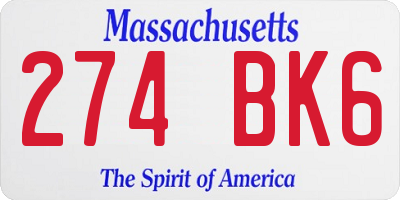 MA license plate 274BK6