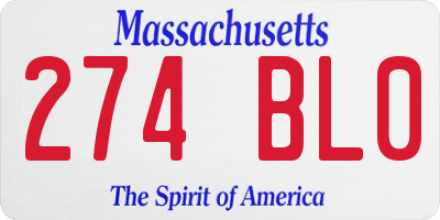 MA license plate 274BL0