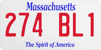 MA license plate 274BL1