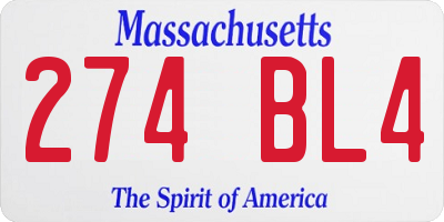 MA license plate 274BL4